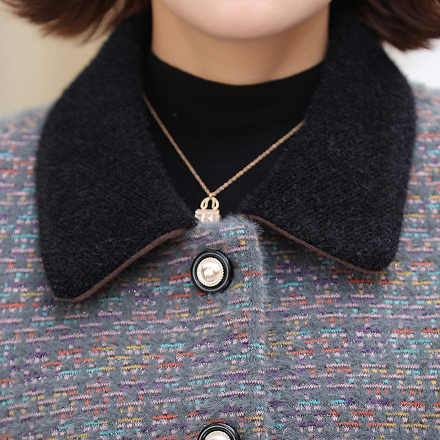 Mom's autumn and winter style velvet coat noble mink velvet coat short middle-aged and elderly women's winter clothing thickened cotton clothing