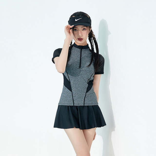 Sanqi swimsuit women's split skirt style conservative large size fat mm slimming 2025 new style hot spring swimming suit with chest pad