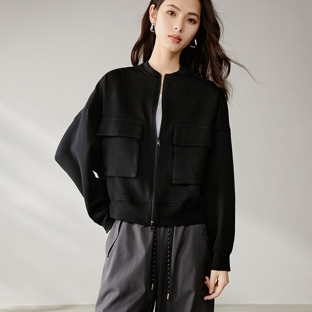 Late white 2025 spring sports baseball uniform jacket temperament cotton jacket women