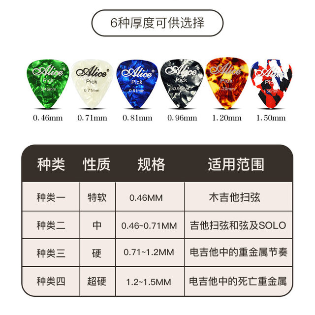 Alice guitar pick color celluloid finger pick folk acoustic guitar accessories electric guitar pick box