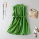 Korean solid color pleated stand collar single-breasted sleeveless vest shirt for women in summer loose waistband lace-up slimming top
