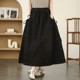 Retro old grinding white denim skirt for women in spring and autumn large size fat mm fashionable lace-up mid-length A-line large hem skirt
