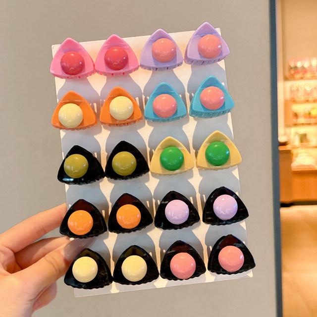 Children's cute candy color small grab clip pearl cat ear hair clip girl princess head broken hair clip headdress clip