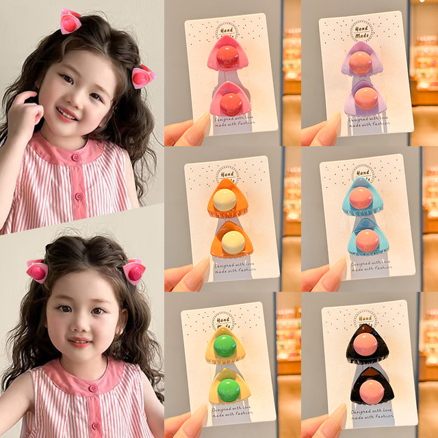 Children's cute candy color small grab clip pearl cat ear hair clip girl princess head broken hair clip headdress clip