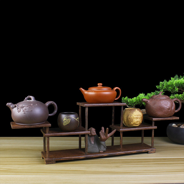 Mahogany solid wood purple clay pot rack tea set rack tea rack small bo ...