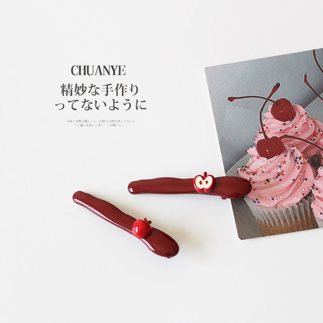 Kawano Korean Encore Red Apple Hairpin Women's New Cute Design Bangle Clip Frontal Side Hair Accessories