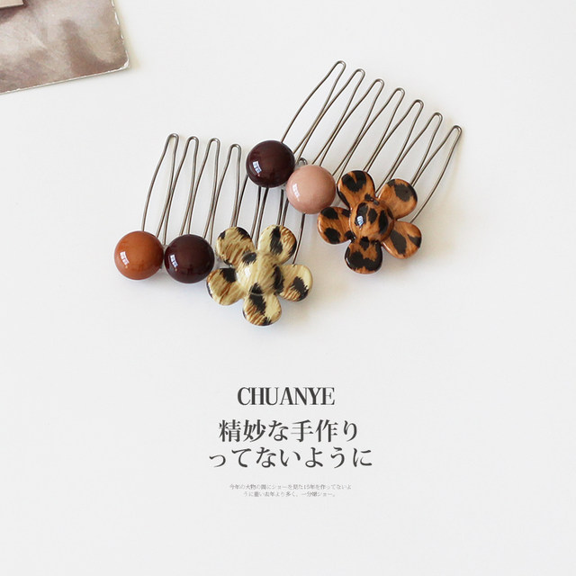 Kawano French leopard print flower hair comb women's new high-end versatile hair comb hair volume multi-head hair accessories