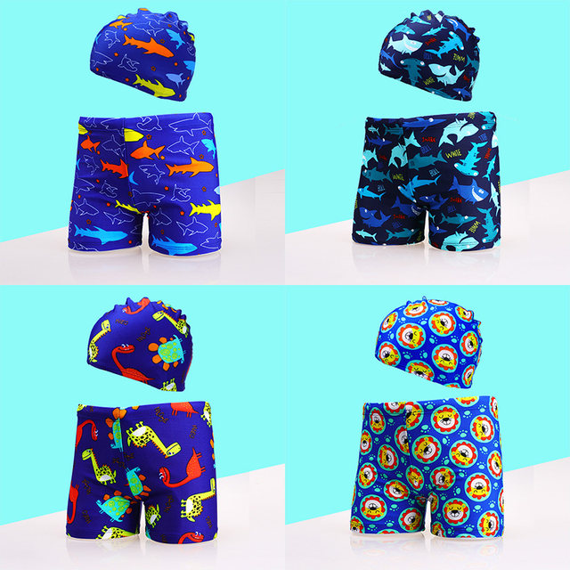 New boy swimming trunks cute cartoon hot spring flat -angle children swimming trunks Children Baby Swimming Room Swimsuit
