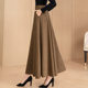 Spring and Autumn new high-end brown large-size skirt for women's retro large-size A-line skirt versatile temperament long skirt umbrella skirt