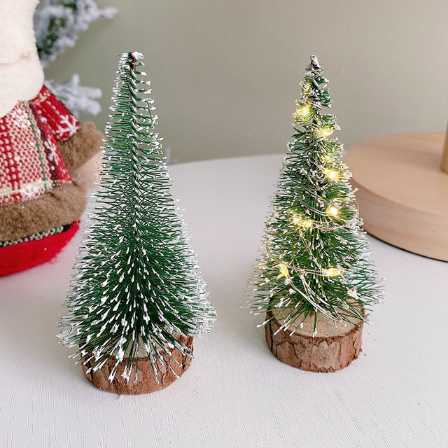 Christmas decoration mini Christmas tree desktop luminous light pendant small pine needle tree scene atmosphere layout
