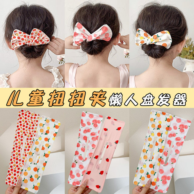 Lazy magic bow twisted chuck hair clip 2025 new children's bun artifact flower bud head dress hair clip