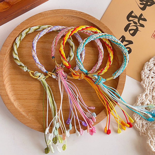 Colorful hand rope Hand -woven Dragon Boat Festival Mark -colored Bracelet Female Baby Babies Red Rope Children Little Dumplings Five -color Line