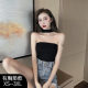 Bringing chest pads, neck band female design, American girl wearing black tube top tops in summer sexy large size vest
