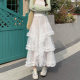New spring and summer tulle skirt white mesh skirt for women mid-length A-line high-waisted slim big puffy cake skirt
