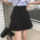 Fat mm black pleated skirt large size high waist pocket skirt women's summer versatile hip cover A-line slightly fat and slim short skirt