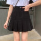 Fat mm black pleated skirt large size high waist pocket skirt women's summer versatile hip cover A-line slightly fat and slim short skirt