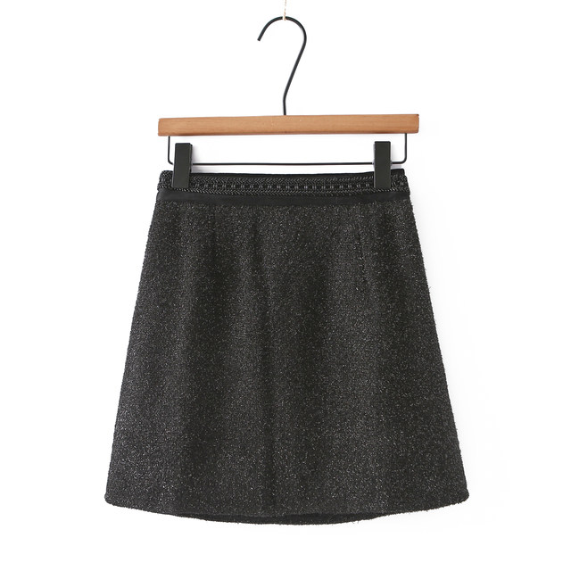 Retro small fragrance style elastic waist bright silk short skirt 200 fat mm spring and autumn Korean version A-line skirt large size versatile skirt