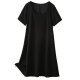 Large-size French temperament square collar black dress summer high-end mid-length fashion age-reducing short-sleeved T-shirt skirt