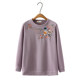 Middle-aged and elderly women's clothing spring and autumn new embroidered long-sleeved sweatshirt middle-aged mother loose large-size round-neck base shirt top