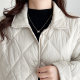 Autumn and winter new female light loose warm padded jacket large size fat MM lapel diamond -shaped grid pressure line small cotton jacket jacket