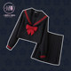 Original basic black and red three-book long-sleeved sailor suit Japanese bad mid-length skirt jk uniform set
