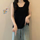 Large size can be worn with ruffled knitted base strap vest for women in summer fat mm flesh-covering sleeveless inner top
