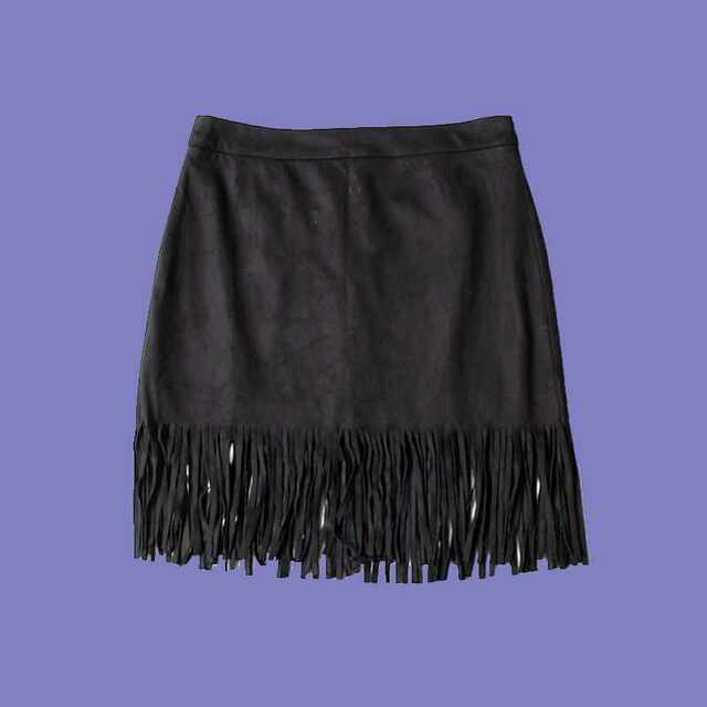 Skirt hem tassels with inner waist side zipper suede spring and autumn winter style fashion sexy foreign trade original M14