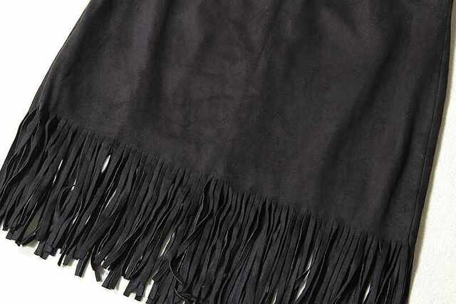 Skirt hem tassels with inner waist side zipper suede spring and autumn winter style fashion sexy foreign trade original M14