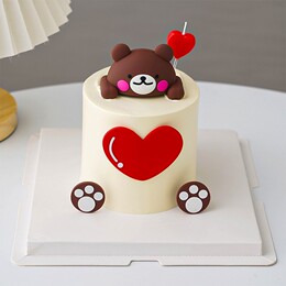 Red Valentine's Day simple bear red love cake decoration pendant soft sprout bear heart candle plug