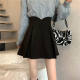 Large size fat mm black high waist hip skirt women's spring and summer A-line pleated skirt to make them look slim jk short skirt

