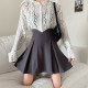 Large size female spring and summer new irregular high waist skirt A -line skirt, umbrella skirt, fat mm versatile large swing covered short skirt