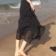 Irregular floral skirt for women in summer large size high waist black thin chiffon a-line skirt temperament polka dot long skirt