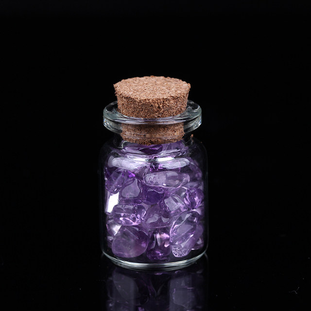 High-quality natural crystal wishing bottle, healing small desktop ornaments, demagnetization stone, gravel glass bottle wishing stone