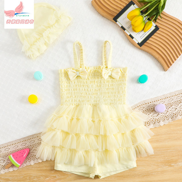 Girls swimsuit, medium-sized children's body dress, boxer pants, children's princess girl, fashionable summer quick-drying swimsuit