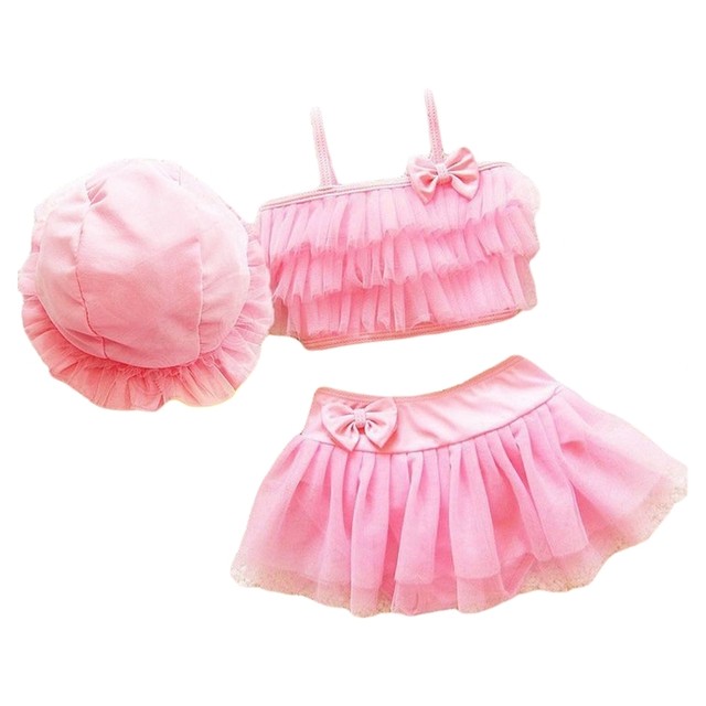 Children's swimsuit girl split skirt princess bikini is cute 1-9 years old 6 students perform swimwear
