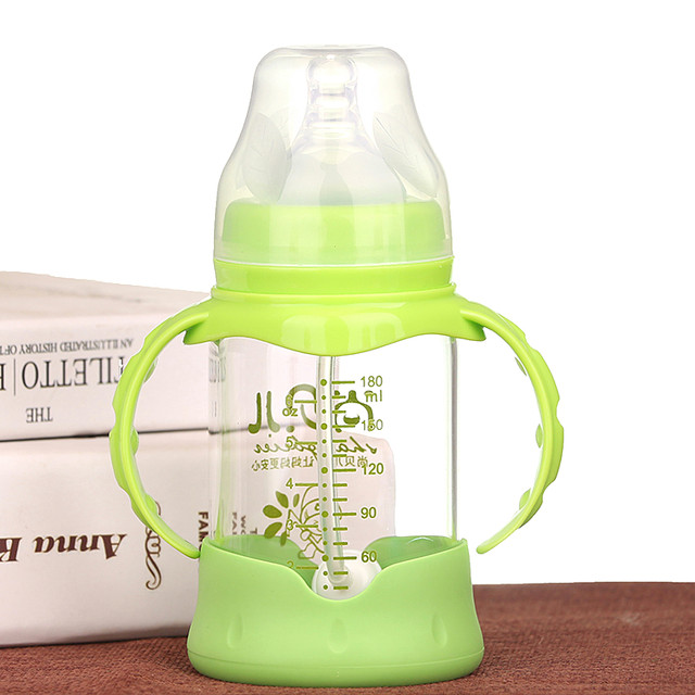 Glass bottle newborn baby big baby straw wide diameter anti-fall resistant explosion-proof anti-bloating silicone pacifier