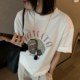 Slim and casual tee 2025 summer new color printed letter short-sleeved T-shirt versatile Korean women's top