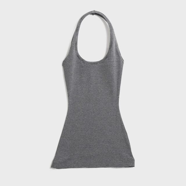 eihey U-neck halter neck pinstripe slim fit new sexy hot girl simple versatile base pair with vest women