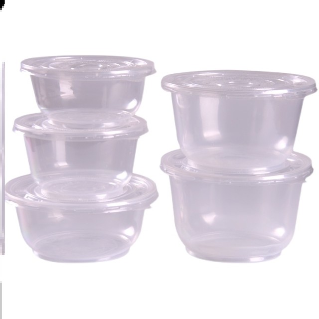 Disposable bowl lunch box pack box hormon box fast -lunch household commercial takeaway round belt covered food -grade house

