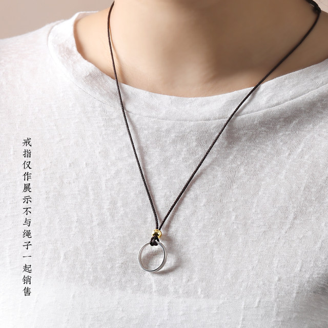 Ring safety buckle special rope hand-woven gold jade pendant pendant lanyard hanging neck black necklace rope