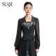 SUSSI/Anti-colored season new product mall same black embroidered palace waist-closing suspender (excluding bottom clothes)