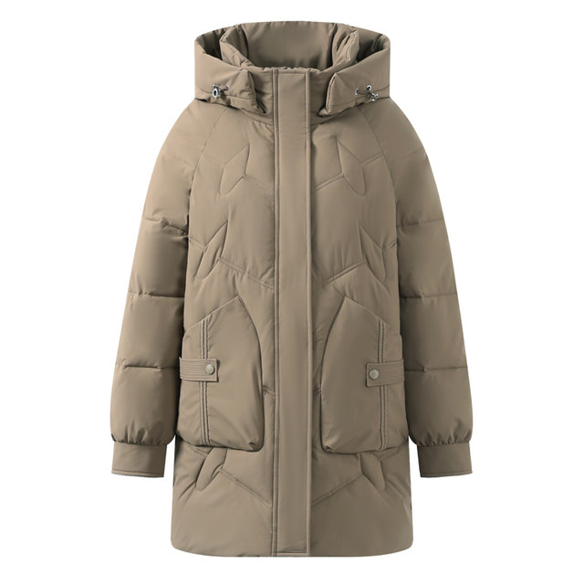 Middle-aged and elderly women's cotton-padded clothes, mother's wear, winter thickened cotton-padded clothes, mid-length, middle-aged women's fashionable cotton-padded jackets, large size jackets