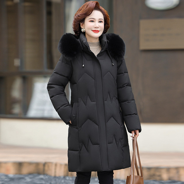 Middle-aged and elderly women's mid-length cotton-padded jackets for 50-year-old mothers winter down-padded jackets, middle-aged women's style cotton-padded jackets 2025 new style