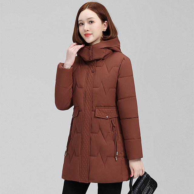 Mother's winter style cotton-padded coat, mid-length, middle-aged women's thickened autumn and winter coat, fashionable middle-aged and elderly down-padded coat