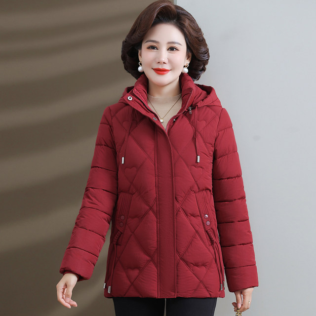 Small mother's short cotton-padded jacket, middle-aged women's down-padded jacket, middle-aged and elderly autumn and winter clothing, cotton-padded jacket, fashionable style