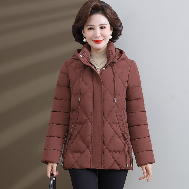 Small mother's short cotton-padded jacket, middle-aged women's down-padded jacket, middle-aged and elderly autumn and winter clothing, cotton-padded jacket, fashionable style