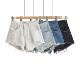 Heavy industry washing and old burr ripped mid-high waist denim shorts retro high street hot girl A-line wide-leg hot pants trend