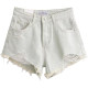 Heavy industry washing and old burr ripped mid-high waist denim shorts retro high street hot girl A-line wide-leg hot pants trend