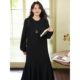 Early autumn large-size temperament long-sleeved sweatshirt dress for women 2025 fashionable casual and versatile black slim fish tail dress