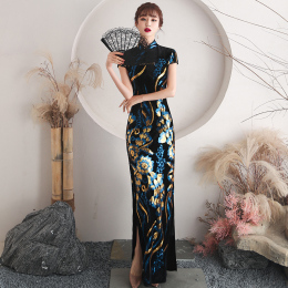 Walking show long improved cheongsam new 2023 young female senior retro style body temperament high-end dress